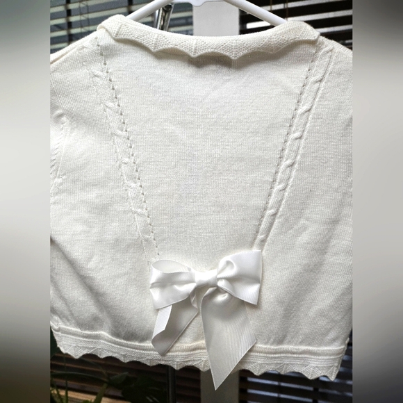 🖤5/$25🐝 Girl's Boutique White Cardigan Sweater Size 8Y Formal Fancy - Picture 5 of 5
